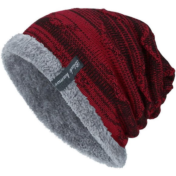 Tuque d'Hiver Chaude pour Hommes et Femmes en Laine Tricotée, Chaude, Doublée en Molleton, Chapeau de Neige Décontracté