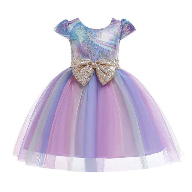 XZNGL Party Dresses for Girls Toddler Girls Color Net Yarn Sequins Bowknot Mesh Birthday Party Kids Formal Princess Dresses Princess Dresses for Girls Formal Dresses for Girls