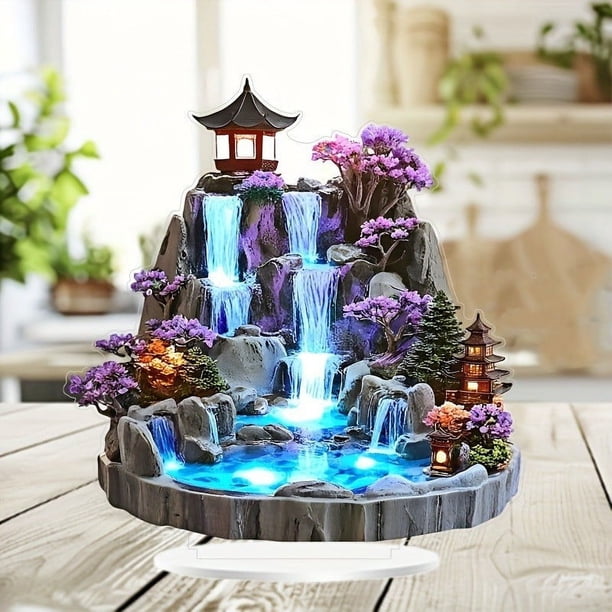 Czzoypi Tabletop Fountain Rockery Waterfall Fountain Indoor