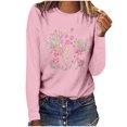 thumbnail image 1 of Pisexur Hauts d'Automne pour Femmes Mode Mignon T-Shirt Imprimé Graphique Hauts Col Rond Manches Longues Chemises pour Femmes Habillées Décontractées Sorties Hauts Confort Polyvalents Légers T-Shirts, 1 of 5