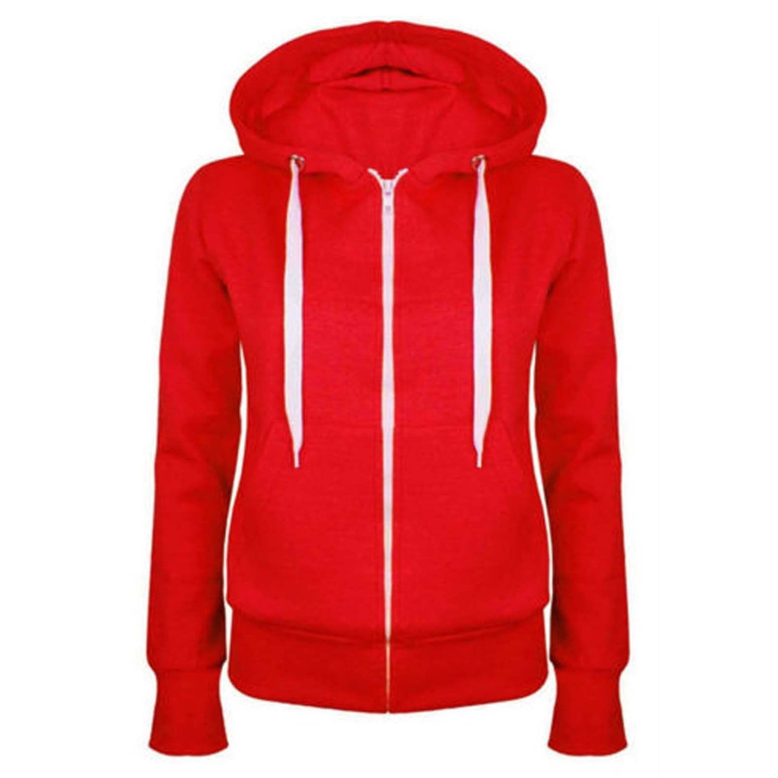 TIMIFIS Womens Long Sleeve Hooded Sweatshirt Hoodies Zip Up Track Jacket with Pockets-Red-1-MFall