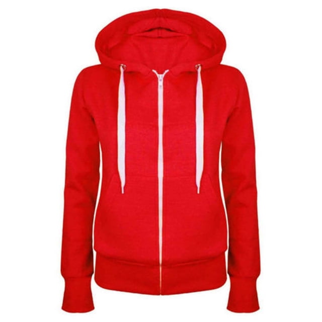 TIMIFIS Chandail à Capuchon à Manches Longues pour Femmes, Veste de Survêtement Zippée avec Poches - Rouge - 1 - Mfall