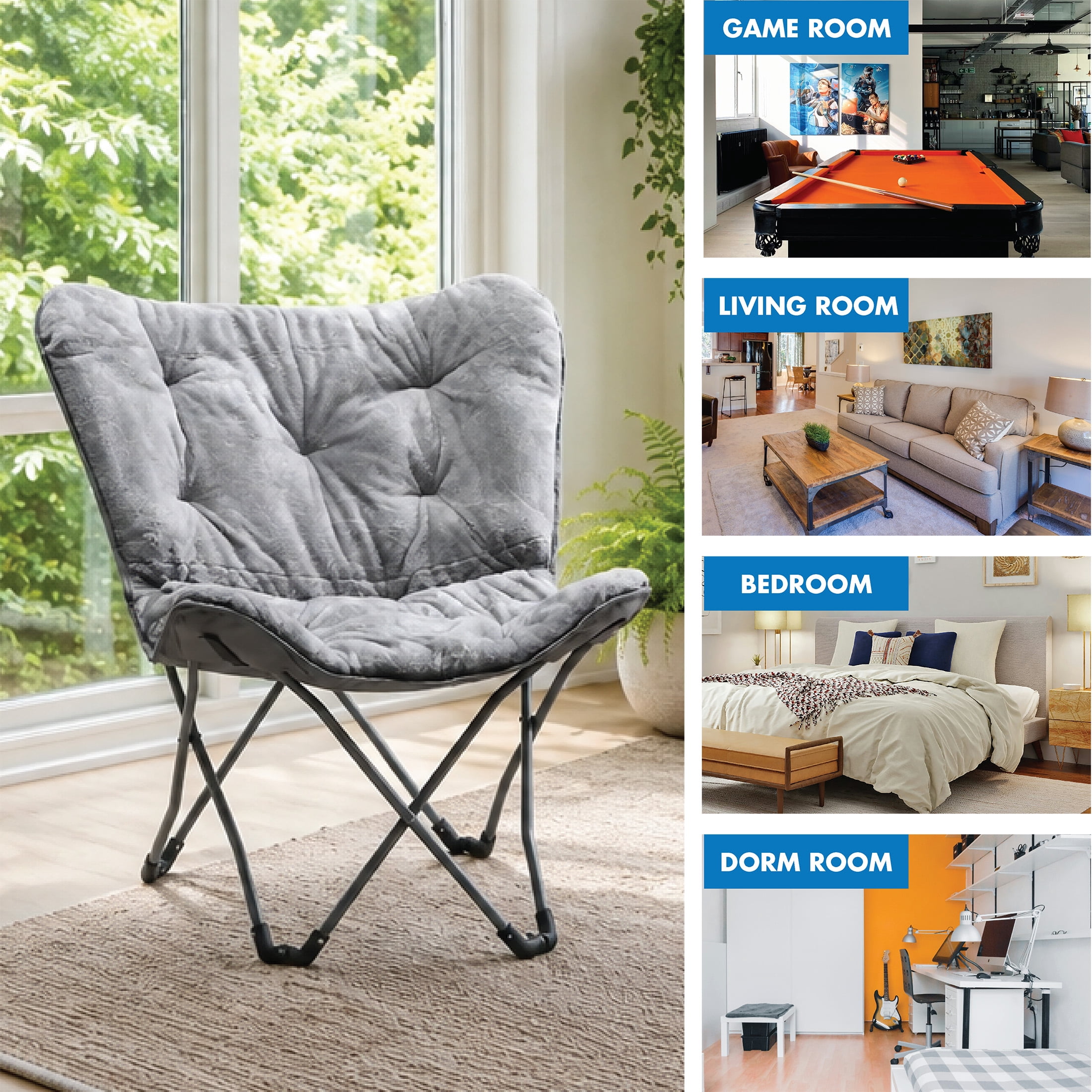 Chaise pliante Mainstays de la collection papillon