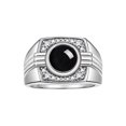 thumbnail image 1 of RYLOS Mens Rings 14K White Gold Designer Round Gemstone &  Sparkling Diamond Ring Cabochon Onyx October Birthstone Rings For Men, Men's Rings, Gold Rings Sizes 8 - 13, 1 of 7