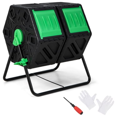 Costway Gobelet à Compost à Double Chambre, Bac à Compost Extérieur à Chambre Rotative 34,5 Gallons