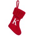 thumbnail image 2 of Fridja Christmas Stocking Knit Initial Christmas Stockings for Family Farmhouse Monogram Letter Christmas Stockings Christmas Decorations Gift Stocking Personalized Stocking Embroidered Letter K, 2 of 5