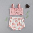 thumbnail image 4 of Xingqing 2PCS Bébé Baby Filles Couleur Unie Débardeurs avec Imprimé Triangle Short, 4 of 9