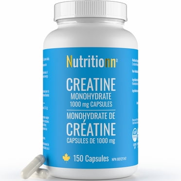 Nutritionn Capsules de Créatine Monohydrate - 1000 mg x 150 Capsules, Portion de 3 à 5 g - Supplément pour la Croissance Musculaire