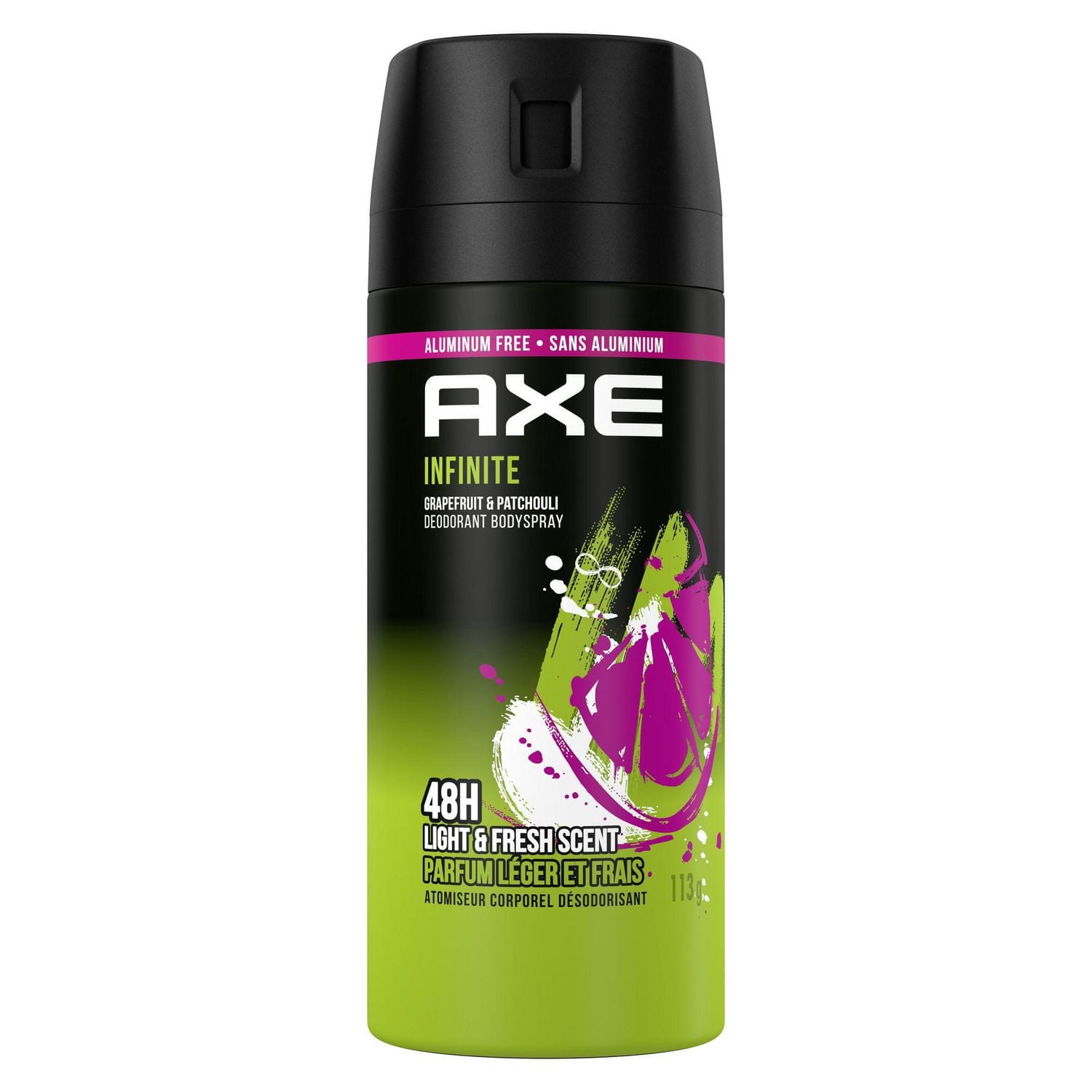 AXE Aluminum-Free Deodorant Body Spray Infinite Grapefruit & Patchouli, 113 g