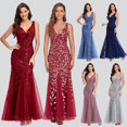 thumbnail image 3 of Robes de Cocktail Sans Manches à Col en V en Tulle à Paillettes, Dos en V, Sirène, de Fête et de Bal, Robes pour Femmes, Occasion Formelle, Robe Brodée, Vestioes, 3 of 8