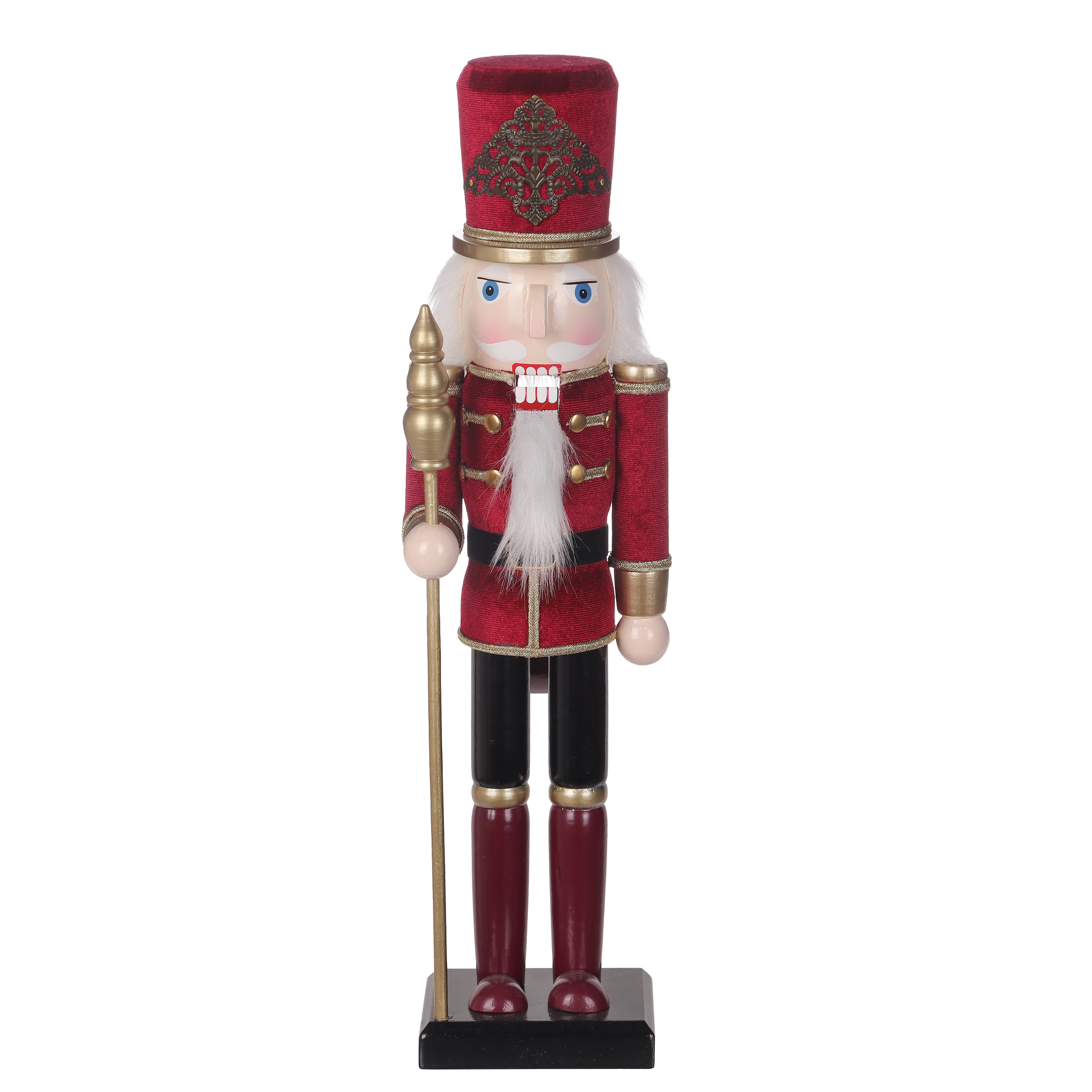 HOLIDAY TIME 15 Inch Burgundy Wooden Nutcracker Christmas Decor
