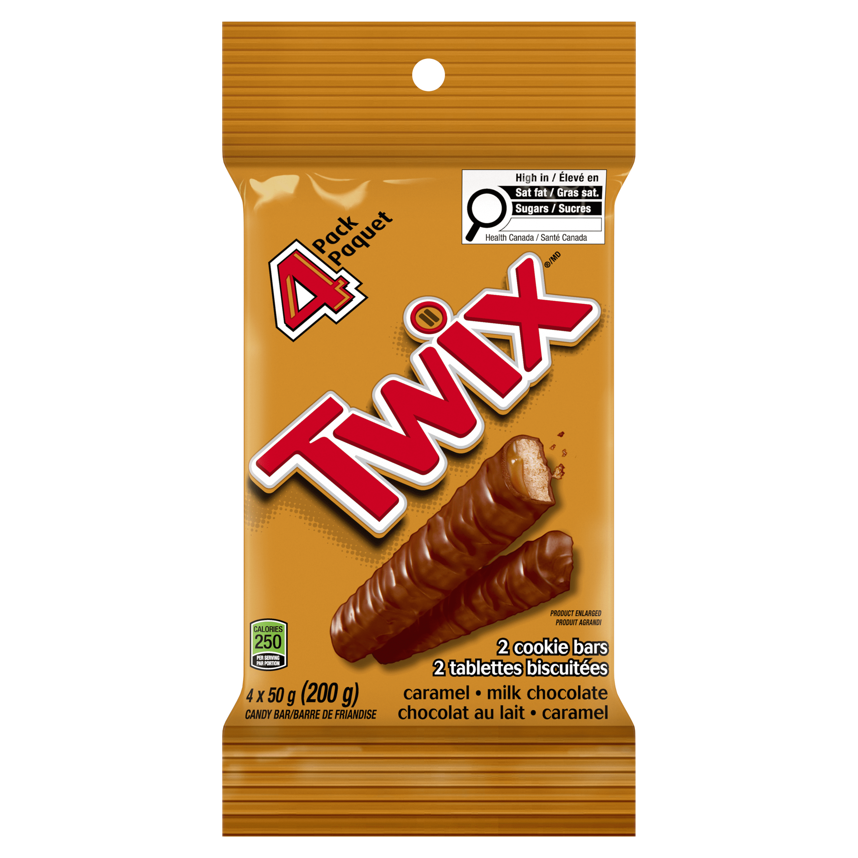 Twix Caramel Cookie Chocolate Candy Bar 4 Full Size Bars, 200g