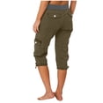 thumbnail image 3 of Cameland Pantalon Cargo de Randonnée pour Femmes en Coton, Taille Élastique, Pantacourt d'Extérieur à Bas Resserré, Pantalon de Sport avec Poches, 3 of 4
