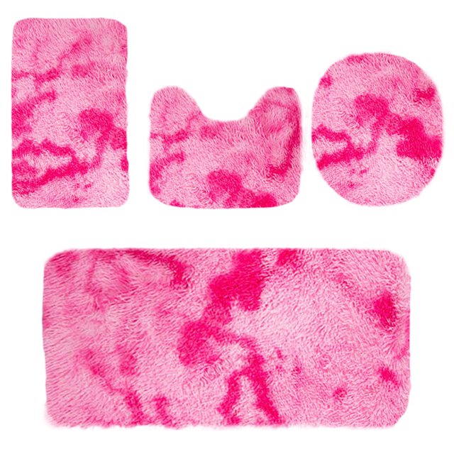 Mixed Colors Bath Mats 4 Set Bathroom Rugs for 4 Pcs Toilet Mats Universal Soft Comfortable Water Absorption Non-Slip Thick Machine Washable Easy Dry Dark Color Door Mat Indoor Entrance