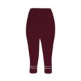 thumbnail image 5 of FNFYFH Clearance Womens 2 Pack Yoga Capri Pants Solid Color Leggings Set,Wine, 5 of 5