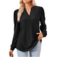 thumbnail image 1 of Pompotops T-shirt Ample à Manches Longues à Col en V Uni pour Femme Liquidation, 1 of 6