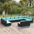 thumbnail image 1 of vidaXL 12 Piece Garden Lounge Set with Cushions Black Poly Rattan, 1 of 4