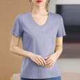 thumbnail image 2 of Timegard Womens Tops V Neck Short Sleeve Comfy Solid Color Basic Tee Casual Loose Workout Top Summer, 2 of 4