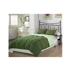 TWIN size 72"x90" Microfibre Hypoallergenic Synthetic Comforters color GREEN (2 Tone) 1/ Pack