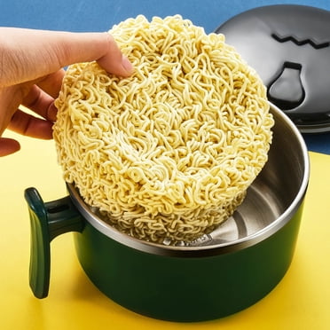 Soup Bowls with Handles,Stainless Steel Bowl,Ramen Soup Bowl with Tight Lid, Handle, Steam Hole. Double Wall Stainless Steel Cooker. Instant & Regular Ramen with Hot Water,Stainless Steel Bowl