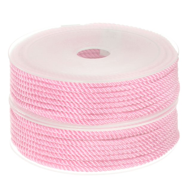 Unique Bargains 2 Packs Twisted Nylon Twine Thread Beading Cord 3mm 7M/23 Feet Extra Strong Braided Nylon String, Pink