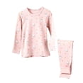thumbnail image 1 of PMVFHDE Pyjamas d'Été pour Fille Mode Décontractée pour Enfants Imprimé Long Tenue de Maison Rose, 4-5 Ans, 1 of 4
