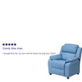 thumbnail image 2 of Deluxe Padded Contemporary Light Blue Vinyl Kids Recliner with Storage Arms, 2 of 9