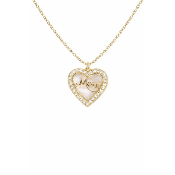 Luxury Designs Collier MOM plaqué or avec nacre et zircone cubique