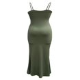thumbnail image 4 of QJUHUNG Femmes Couleur Unie Robe Longue Sexy Bodycon Extensible Maxi Dame Printemps Automne Été Spaghetti Robe de Sangle, 4 of 8