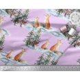 thumbnail image 2 of Soimoi Pink Rayon Fabric Fox & Pine Tree Decor Fabric Printed Yard 42 Inch Wide, 2 of 5