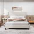 thumbnail image 1 of Noble House King Size Upholstered Bed Frame with High Headboard, 12-Slat Support, Chenille Fabric, Easy Assembly, Beige, 1 of 4
