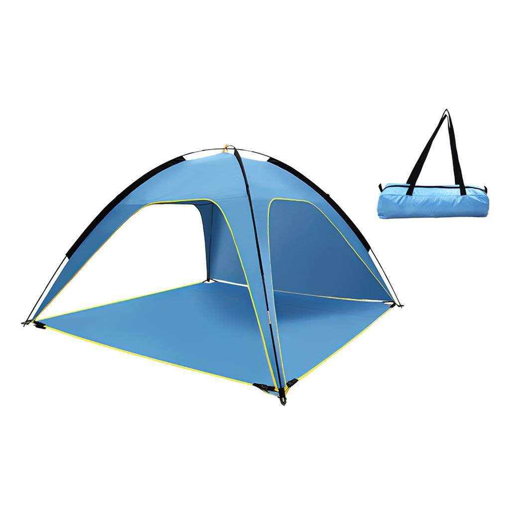 Xingzhi Beach Ventilated Tent Detachable Double Pole Ventilated Tent UV Protection 3-sided Ventilated Spacious Tent with Removable Bottom Pad for Beach Camping