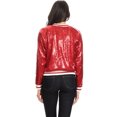 thumbnail image 2 of Veste Bomber à Paillettes à Rayures pour Femmes à Manches Longues avec Fermeture Éclair Frontale, 2 of 5