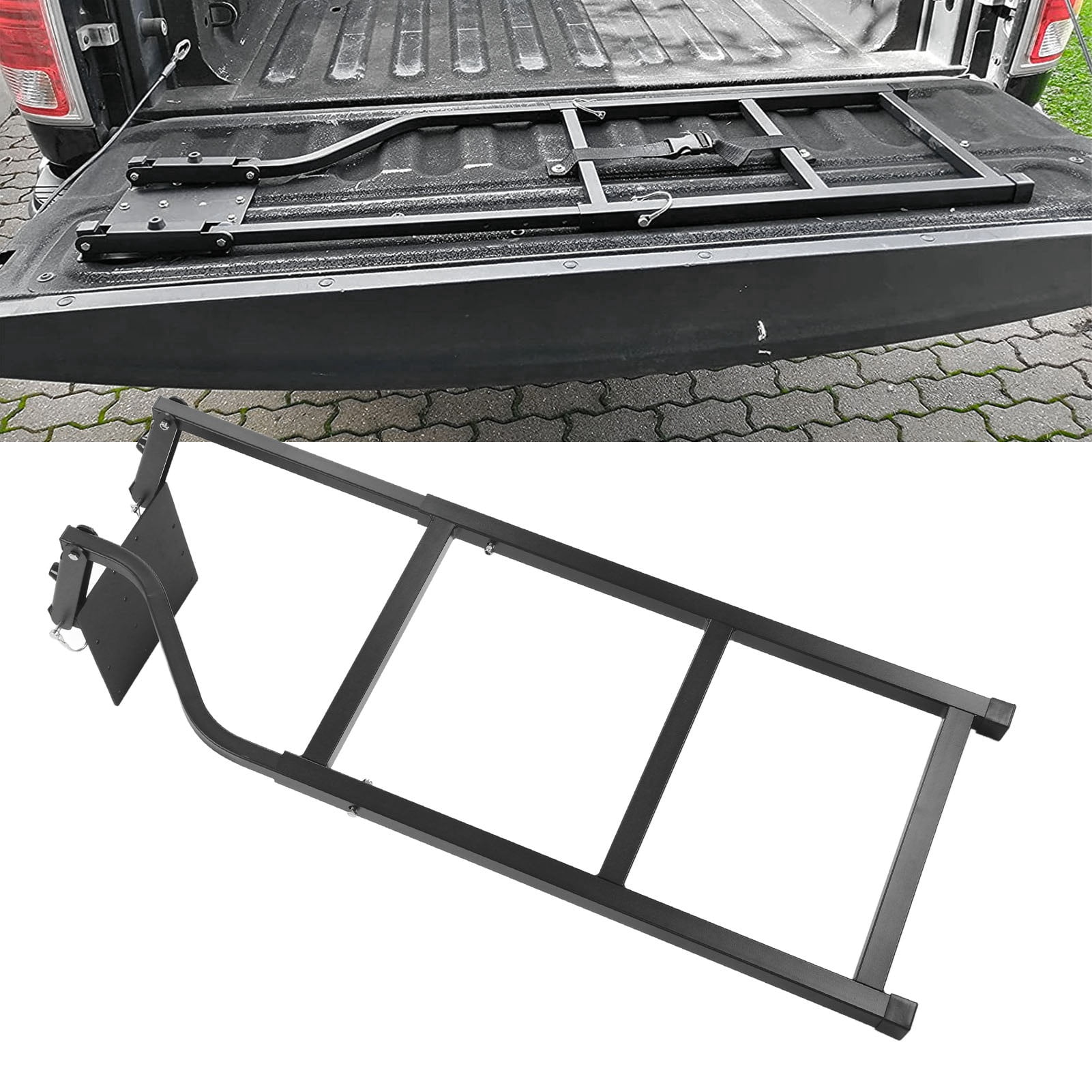 Tailgate Ladder, Step Ladder Space Saving Adjustable Simple Installation Black  for Pickup
