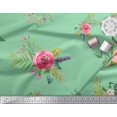 thumbnail image 2 of Soimoi Modal Satin Fabric Leaves & Anemone Flower Printed Fabric 1 Yard 42 Inch Wide, 2 of 3