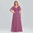 thumbnail image 4 of Plus Size Evening Dresses Long Elegant A Line V Neck Ruffles Chiffon Formal Wedding Party Dress Robe De Soiree, 4 of 8