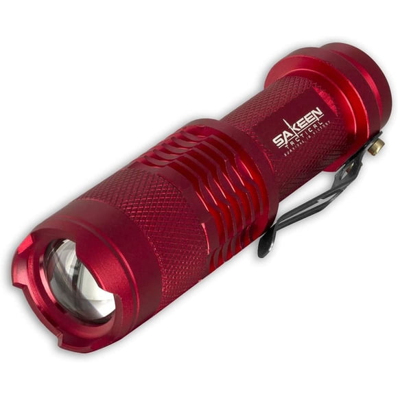 Lampe de Poche Tactique Mini à DEL Rouge, Pile AA Simple, 300 Lumens, Lumière de Survie pour Camping