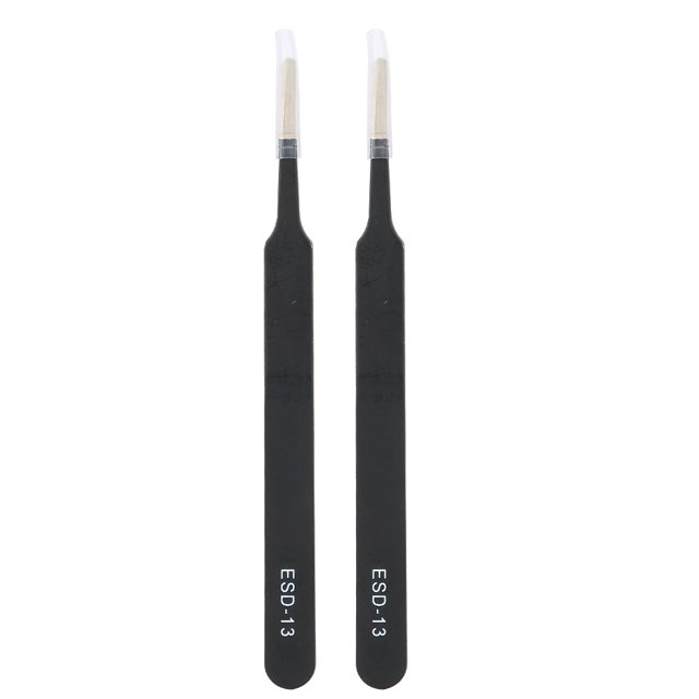 Tweezers, Flat Tip 2PCS Stainless Steel ESD-13 With Fine Tip For Electronics Repair ESD-13 Flat Tip