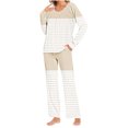 thumbnail image 1 of Yuyuzo Ensembles de Pyjama pour Femmes 2 Pcs Rayé Manches Longues Col Rond T-Shirts Pantalons de Détente avec Poches, 1 of 6