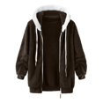 thumbnail image 5 of cllios Womens Winter Fuzzy Fleece Jacket Hooded Color Block Patchwork Cardigan Coats Oversized Fluffy Sherpa Outerwear with Pockets, 5 of 5