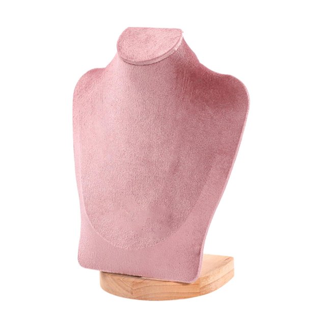 Milaget Necklace Display Chain Bust Stand Holder Decor for Showcase Store Countertop 23 cm Pink Velvet