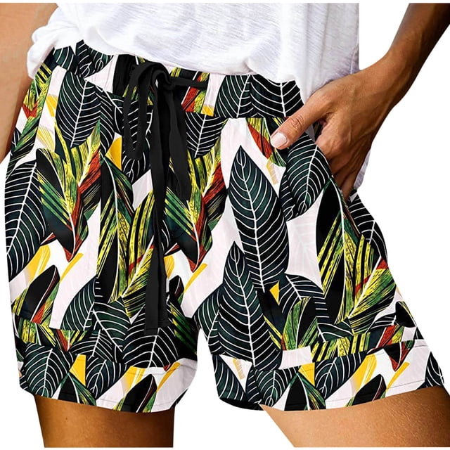 Cameland Shorts de Mode pour Femmes Grande Taille à Cordon Imprimé Shorts de Sport Yoga