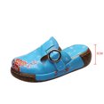 thumbnail image 5 of Chaussons pour Femmes Grande Taille Fleur Ajourée à Enfiler Bout Fermé Plateforme Compensée Style Ethnique Rétro Boho Vintage Imprimé Patchwork Tresses Imitation Sabots Chaussures Bleues, 5 of 5