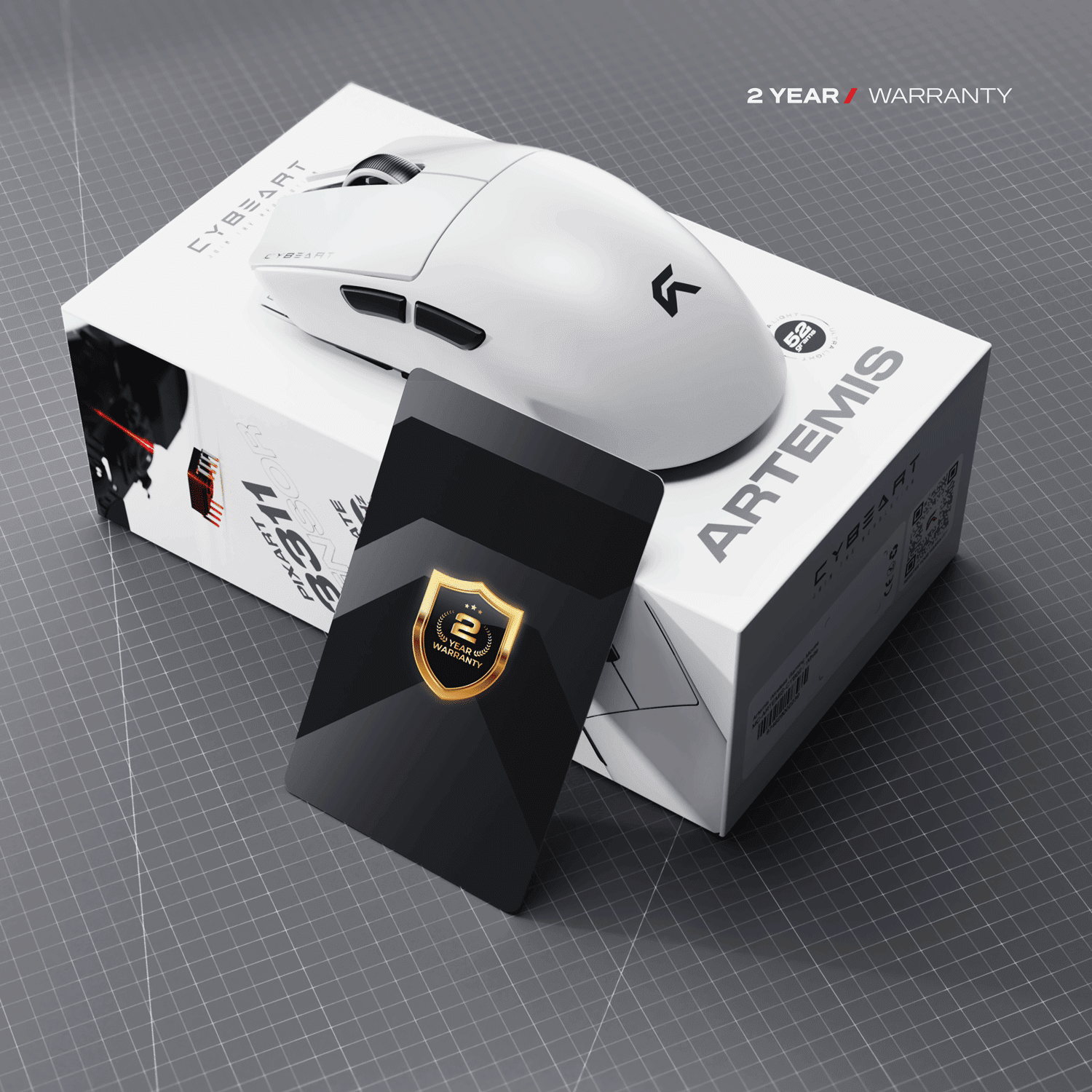 CYBEART | Artemis 52g Ultra-light Wireless Gaming Mouse | Dual 300mA Hyperswap™ Battery | 24,000 DPI | 1K Polling Rate | 80M Kailh Switches | Tri Mode