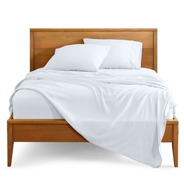 Bare Home Premium 1800 Collection 4-Piece Bed Sheet Set, Queen, White