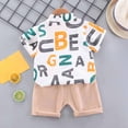 thumbnail image 4 of LSLJS Ensemble de Vêtements Décontractés pour Tout-Petit Enfant Bébé Garçon à Imprimé de Lettres à Manches Courtes avec Short, 4 of 5