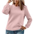 thumbnail image 2 of WRKEKC T-Shirts à Manches Longues pour Femmes, Hauts d'Été pour Femmes, Hauts Décontractés Unis à Texture Torsadée, Col Rond, Manches Longues, 2 of 4