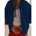 thumbnail image 4 of Womens Oversized Cardigan Long Sleeve Button Down Chunky Knit Loose Fall Sweater Coats Dark Blue XL, 4 of 8