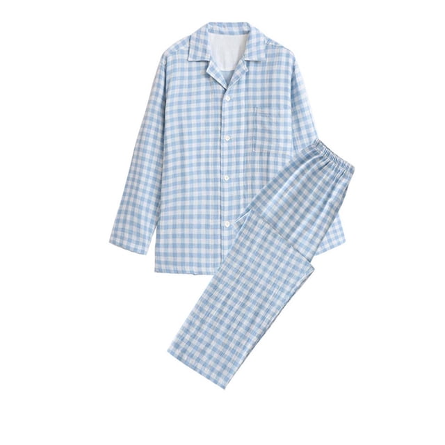 LSLJS Ensembles de Pyjama pour Hommes Décontractés Vêtements d'Intérieur Hauts à Manches Longues Pantalons Col Rabattu Pyjamas de Nuit Ensembles Cadeaux pour Hommes