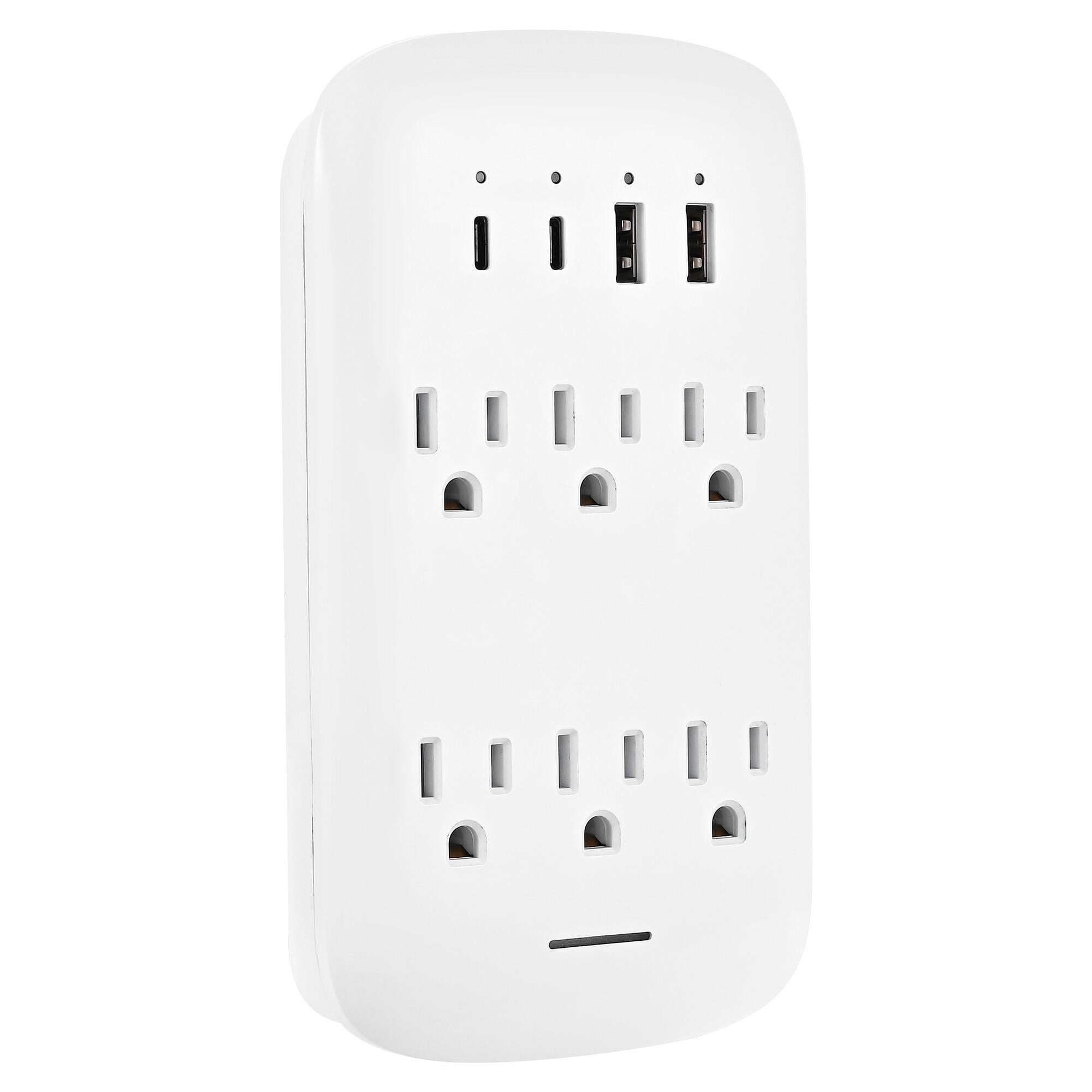 PrimeCables 6-Outlet Wall Mount Surge Protector Socket with 4 USB Charging Ports, 900 Joules